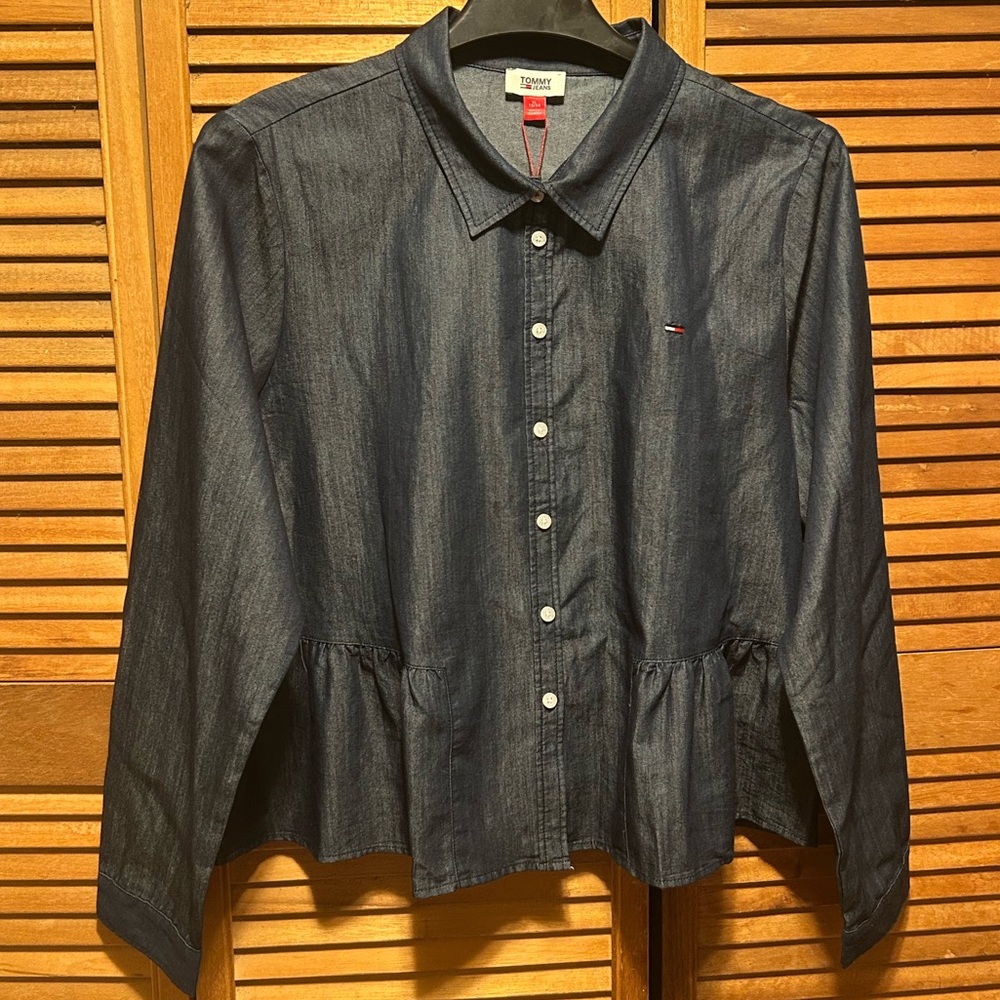 Tommy Hilfiger Denim Dark Blue Peplum StyleJean Shirt